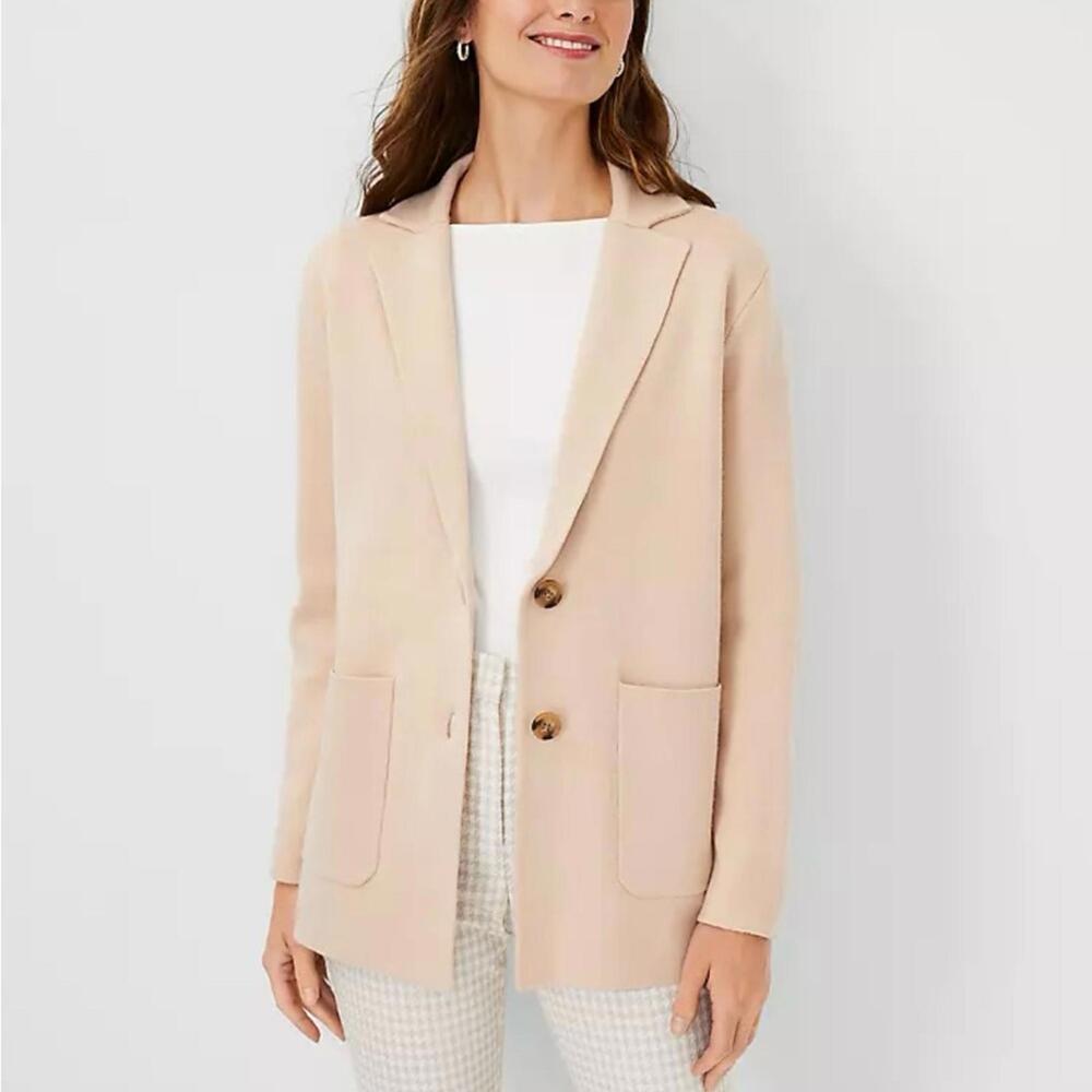 Ann Taylor Cream Knit Blazer